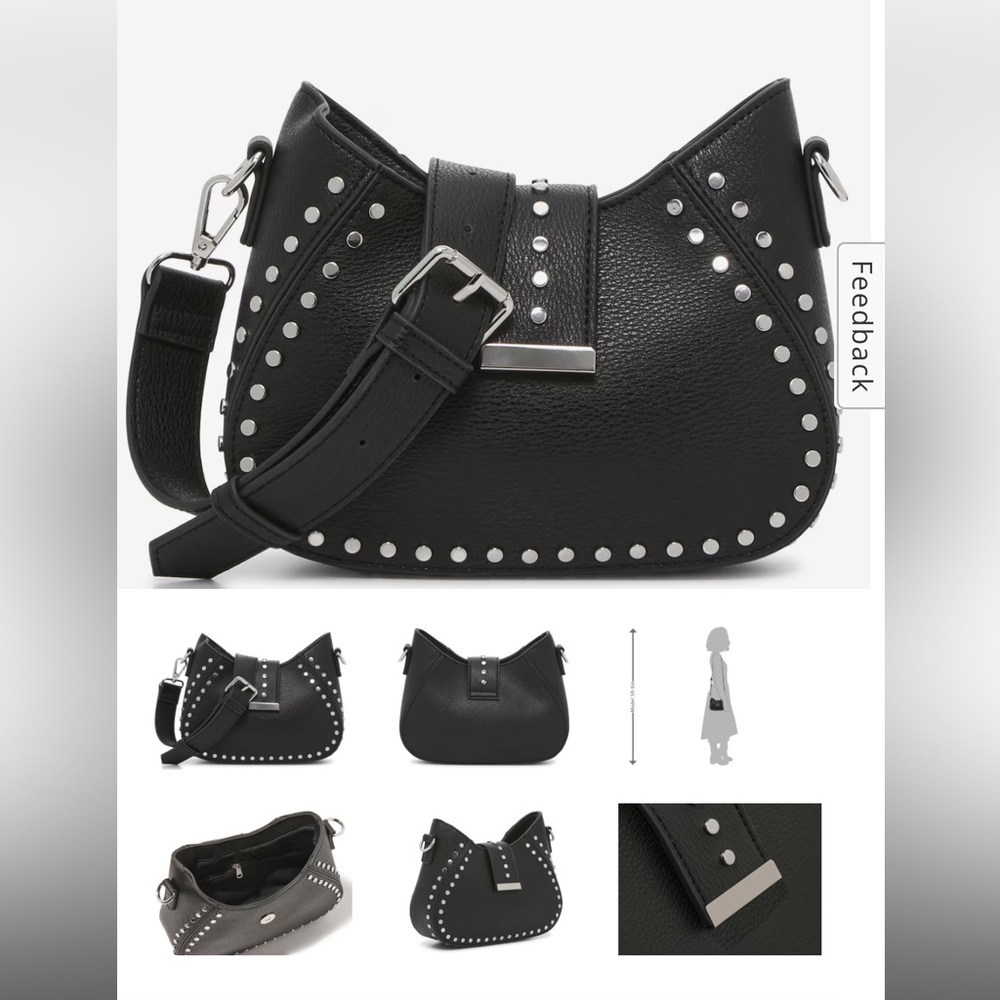 Black leather studded crossbody purse never used